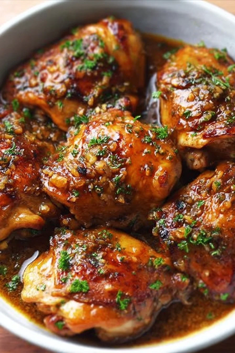 Delicious Instant Pot Honey Garlic Chicken plated with veggies