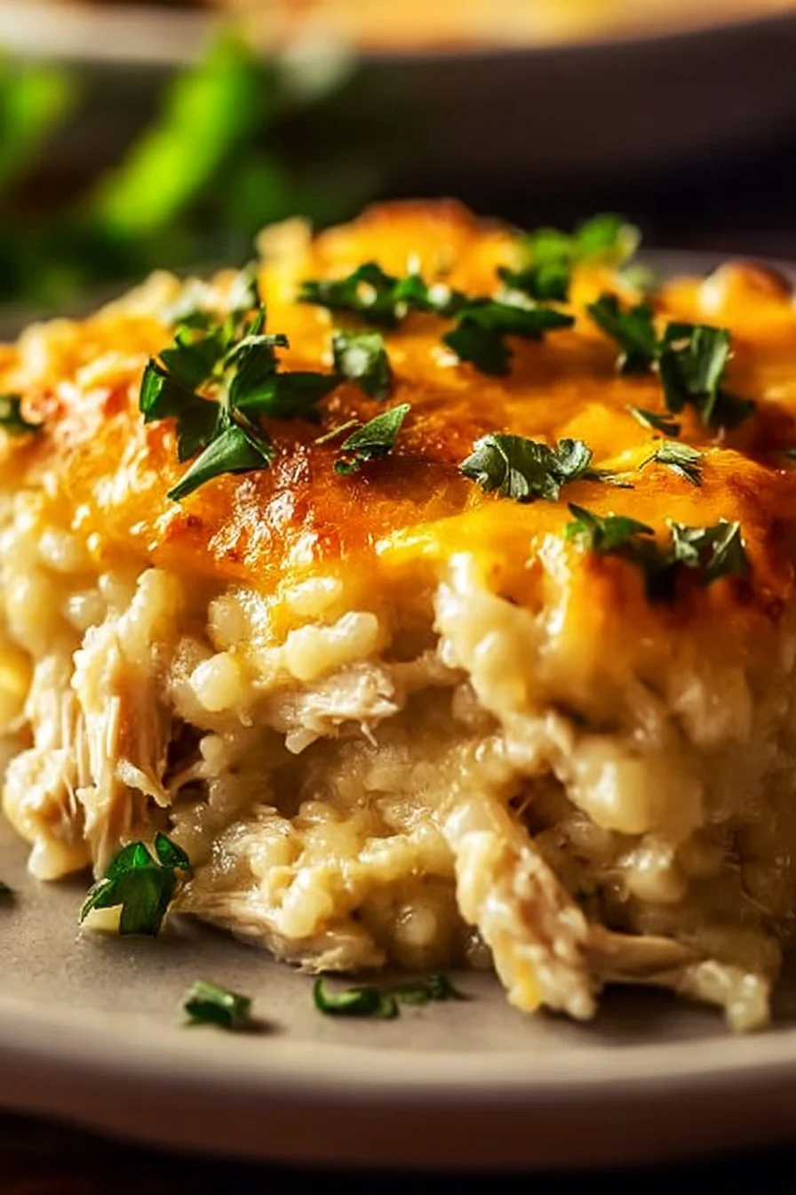 Light Chicken and Cauliflower Rice Casserole