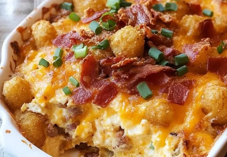 Loaded Tater Tot Breakfast Casserole