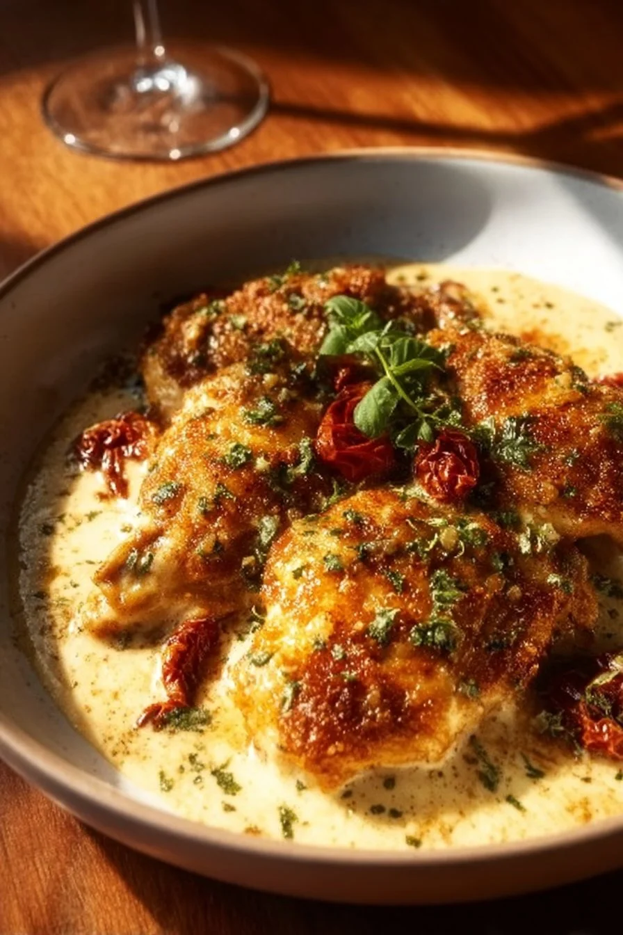 Creamy Parmesan Marry Me Chicken with herbs and spices