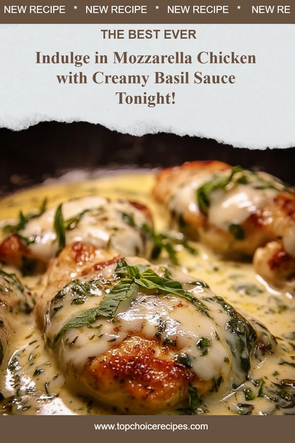 Mozzarella Chicken in Basil Cream Sauce