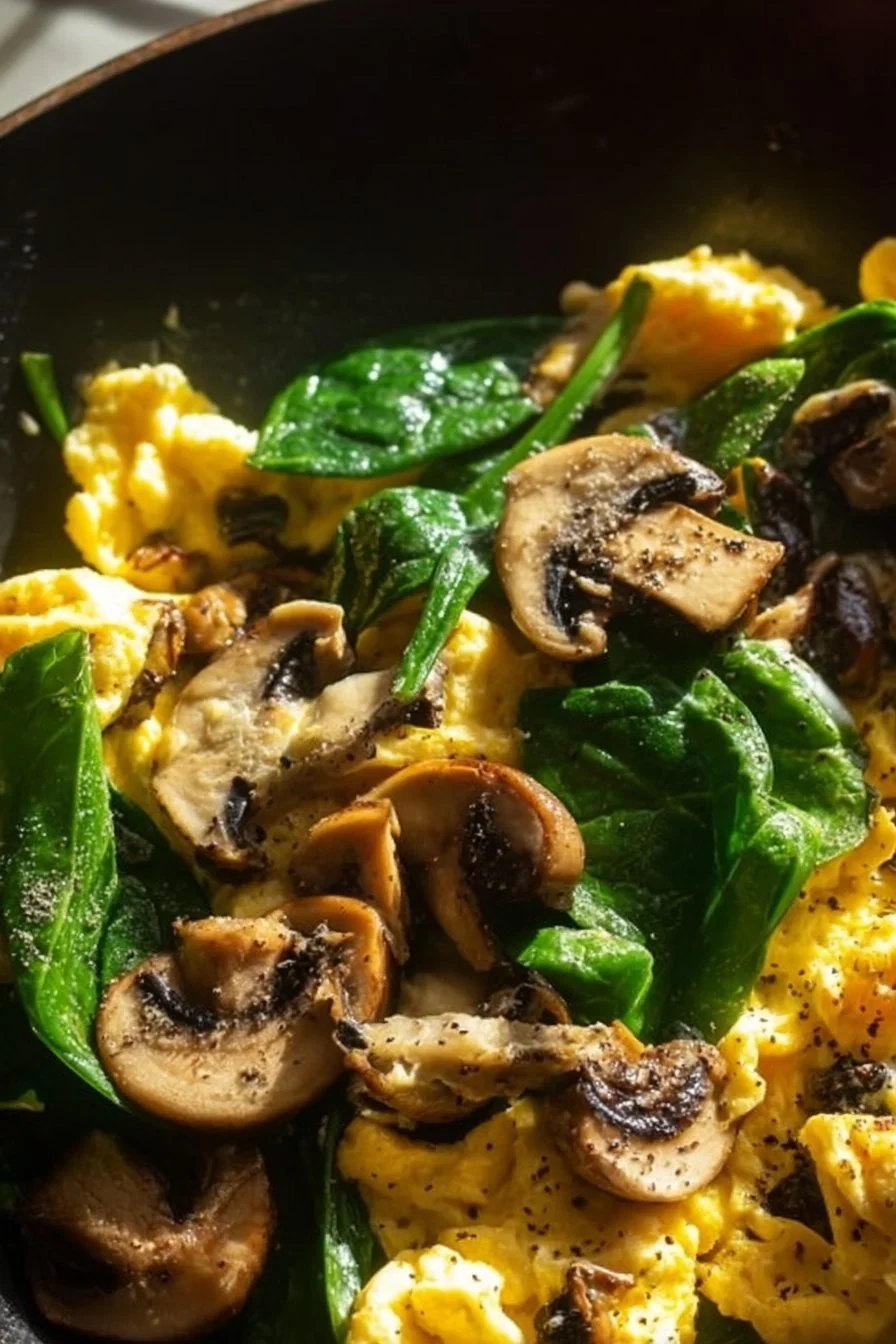 Mushroom Spinach Scrambled Eggs