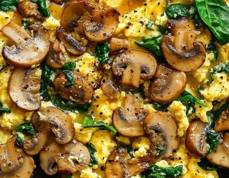 Mushroom Spinach Scrambled Eggs