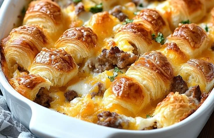 Overnight Croissant Breakfast Casserole