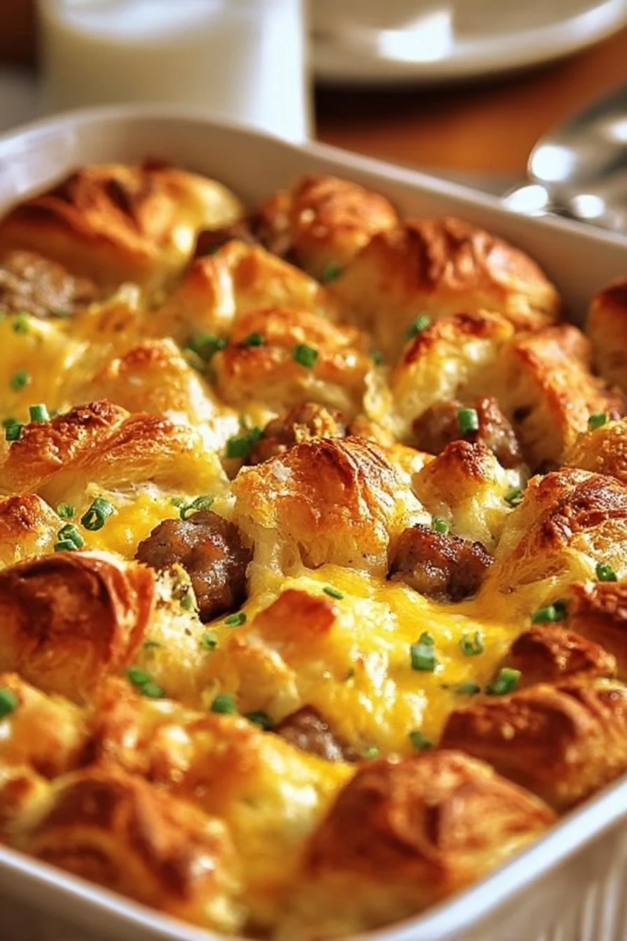 Overnight Croissant Breakfast Casserole
