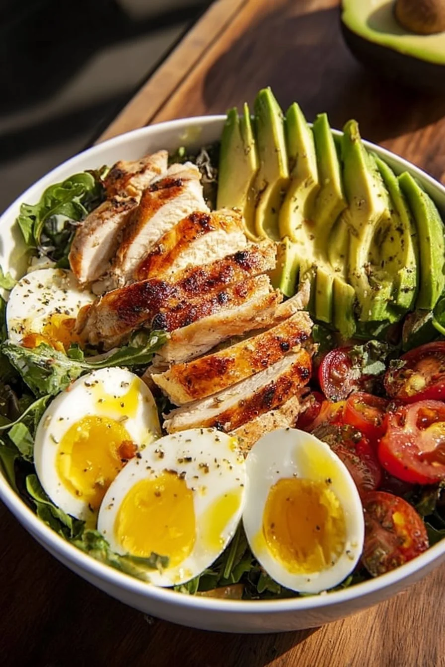 Paleo Grilled Chicken Cobb Salad 4 Paleo grilled chicken Cobb salad with fresh greens and vegetables