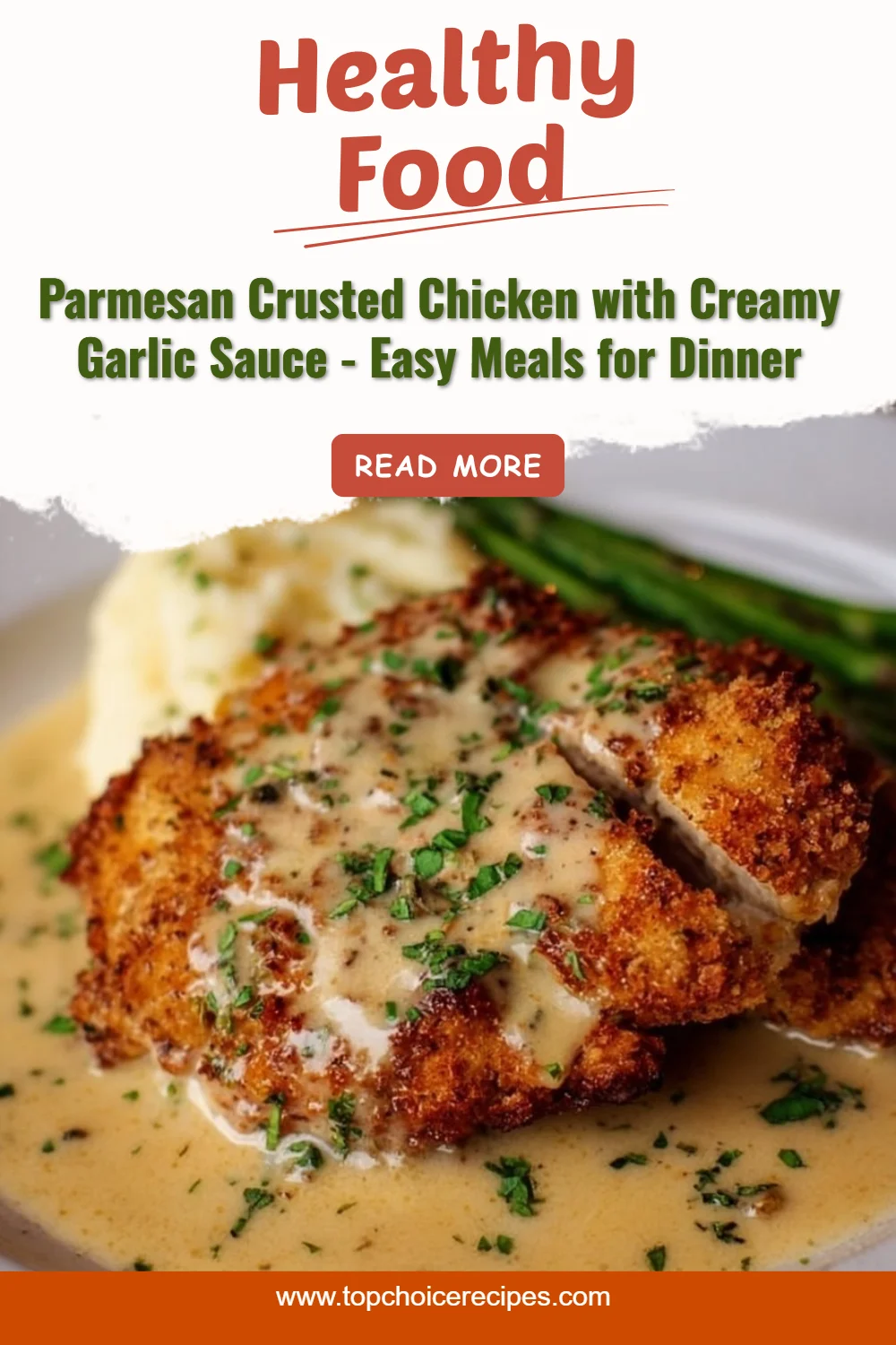 Parmesan Crusted Chicken with Creamy Garlic Sauce