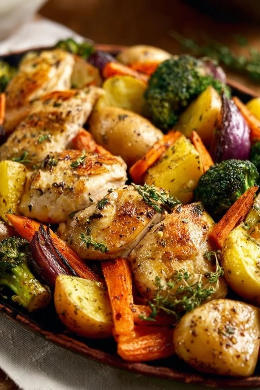 Sheet Pan Lemon Herb Chicken and Vegetables 4 Sheet pan lemon herb chicken with roasted vegetables