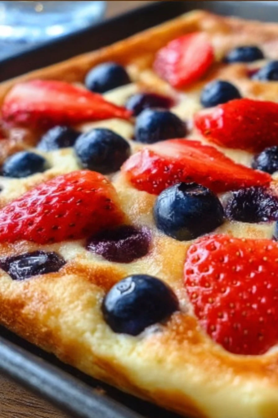 Sheet Pan Pancakes 5 Delicious sheet pan pancakes served warm with syrup and berries