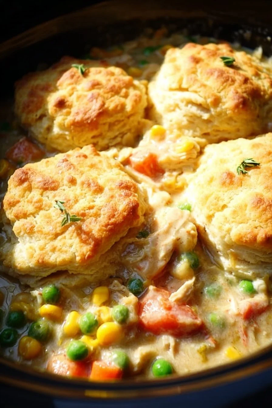 Slow Cooker Chicken Pot Pie 4 Slow Cooker Chicken Pot Pie with vegetables and golden crust