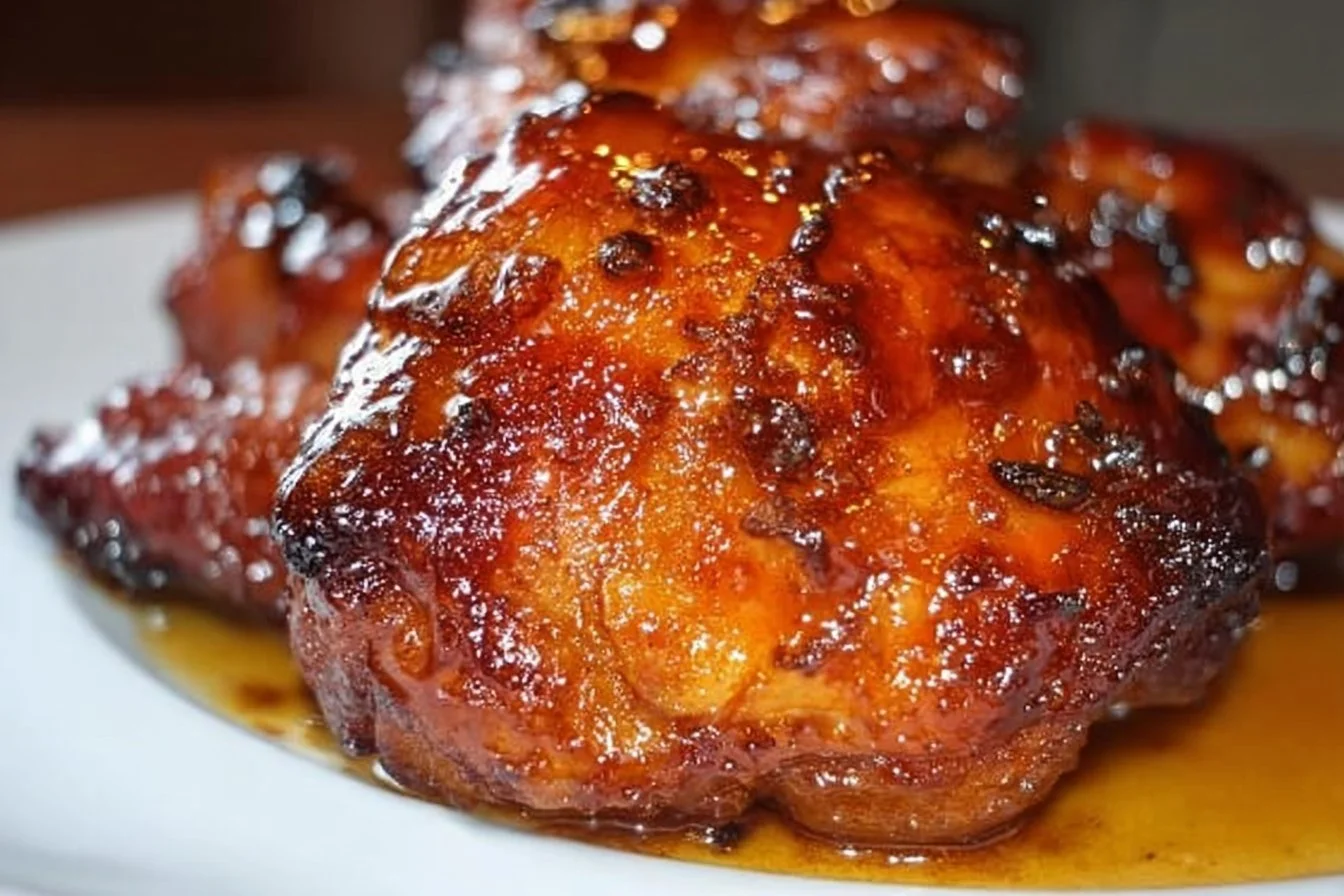 One pan brown sugar garlic chicken thighs ready to serve