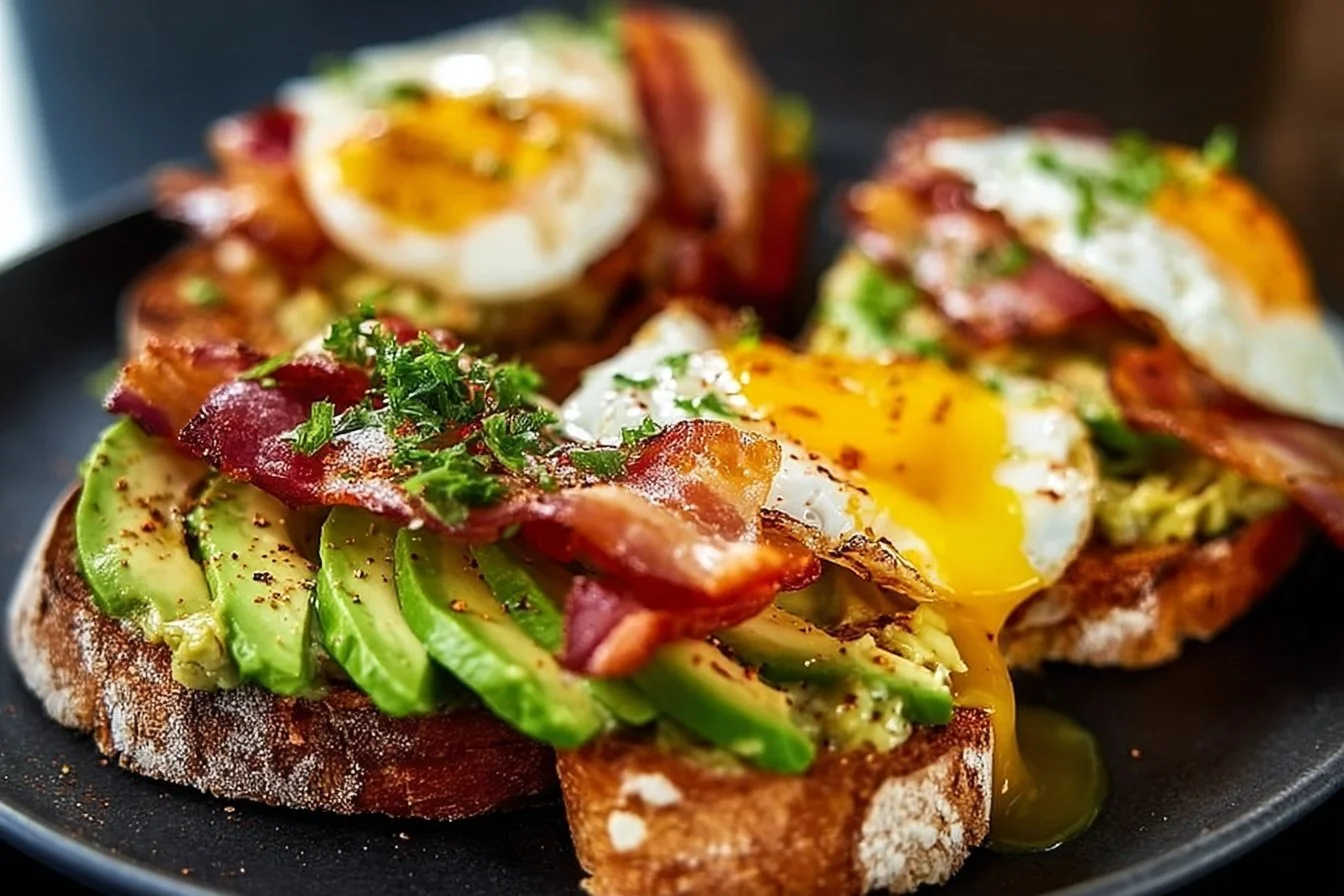 Avocado Bacon and Egg Toasts