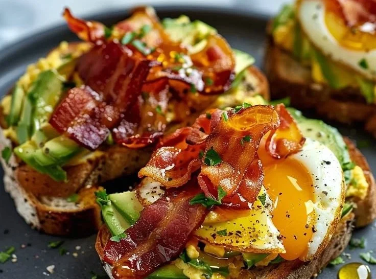 Avocado Bacon and Egg Toasts