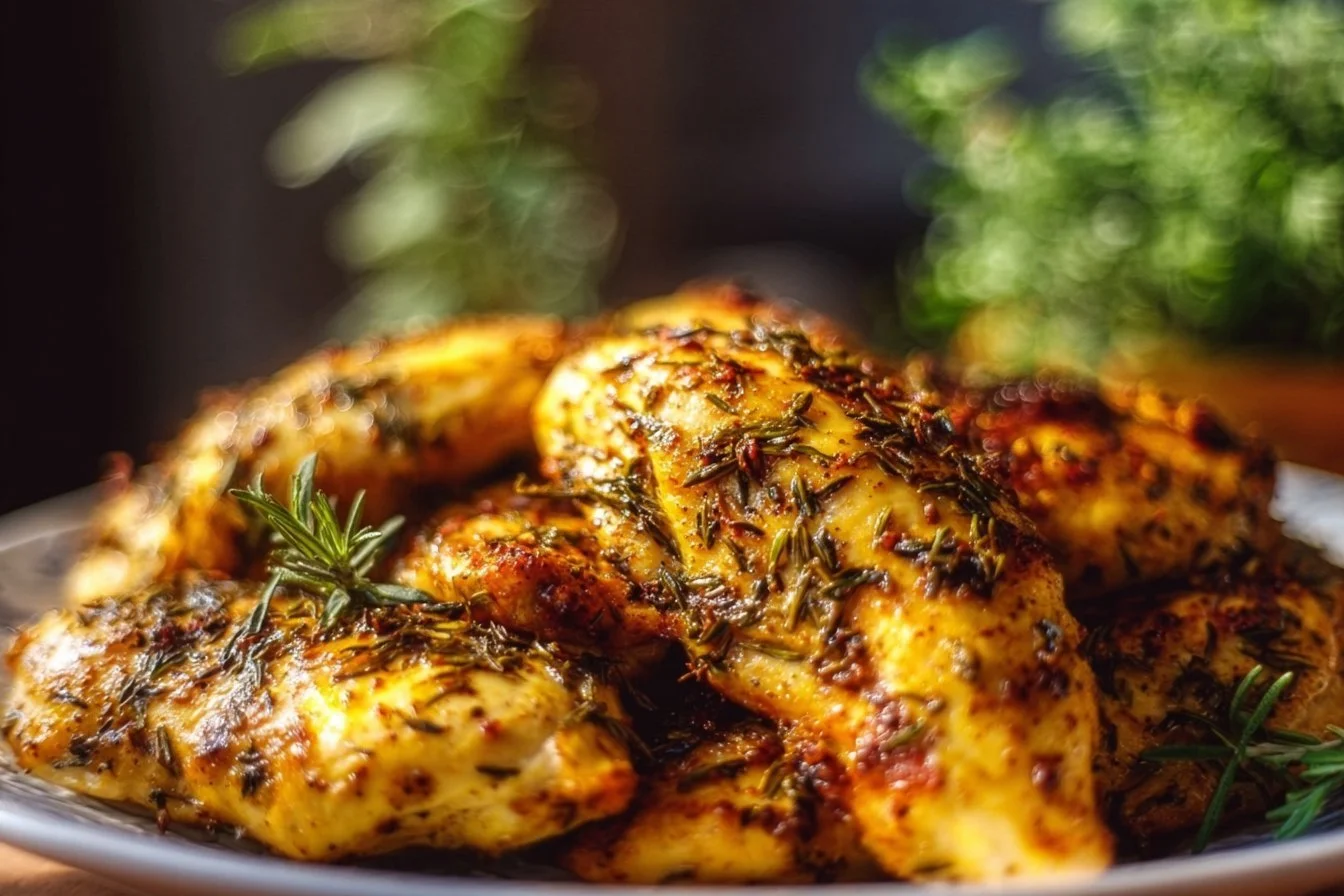 Baked Chicken Breast 4 Delicious baked chicken breast served with herbs and spices