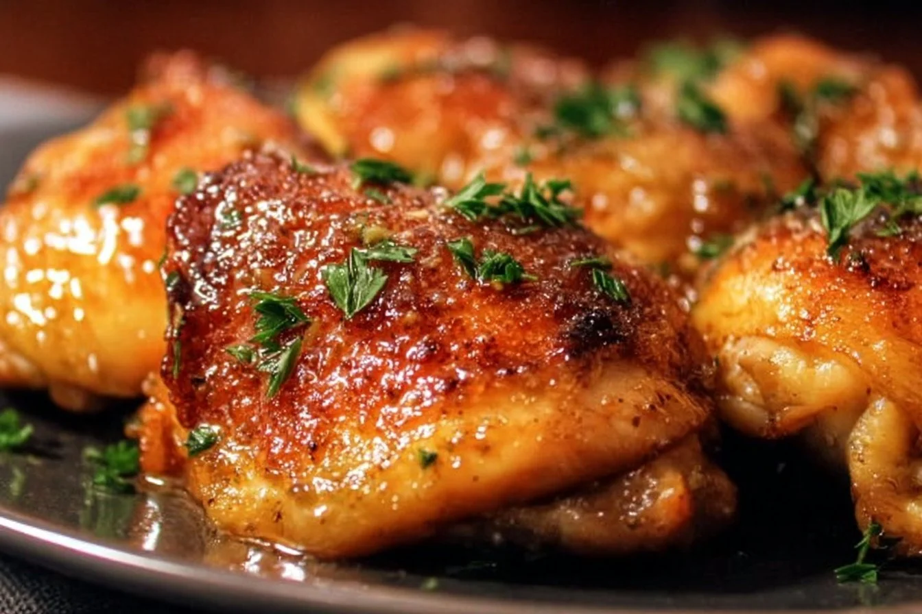 Delicious Baked Ranch Chicken Thighs fresh from the oven