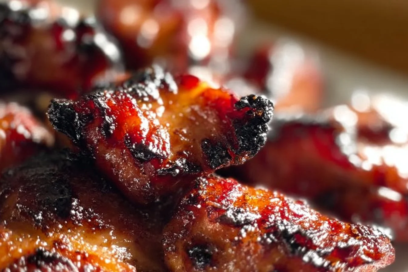 Delicious barbecued pork chicken on the grill with smoky flavors