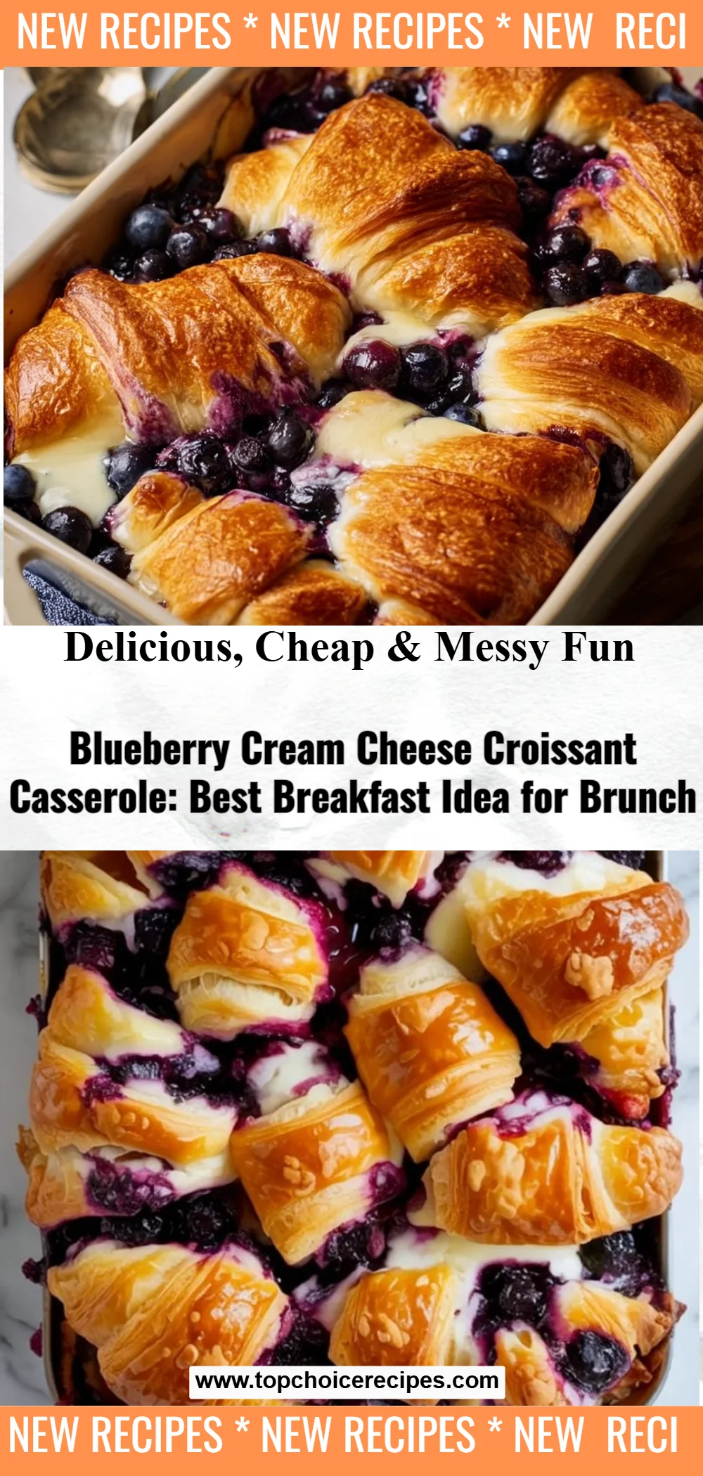 Blueberry Cream Cheese Croissant Casserole