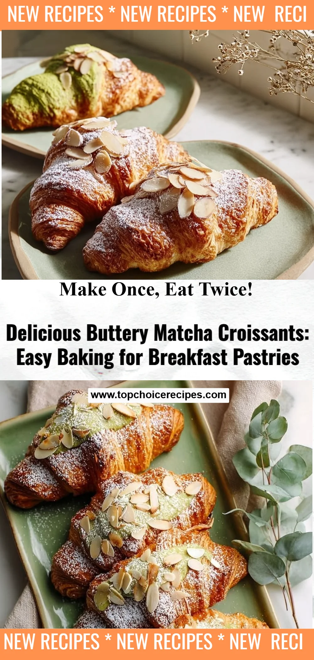Buttery Matcha Croissants