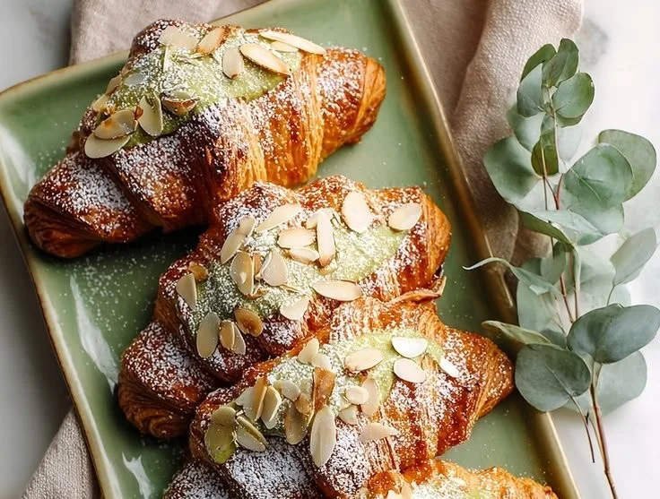 Buttery Matcha Croissants