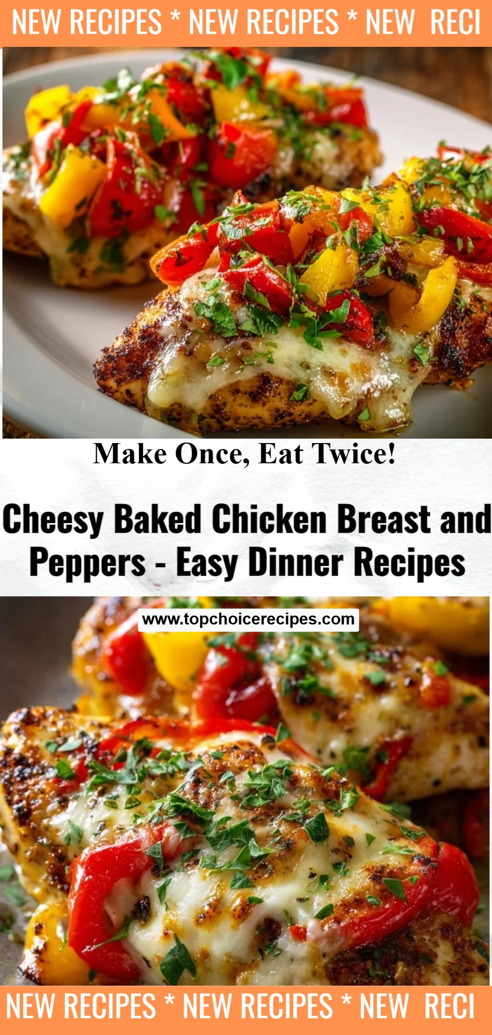Cheesy Baked Chicken Breast and Peppers