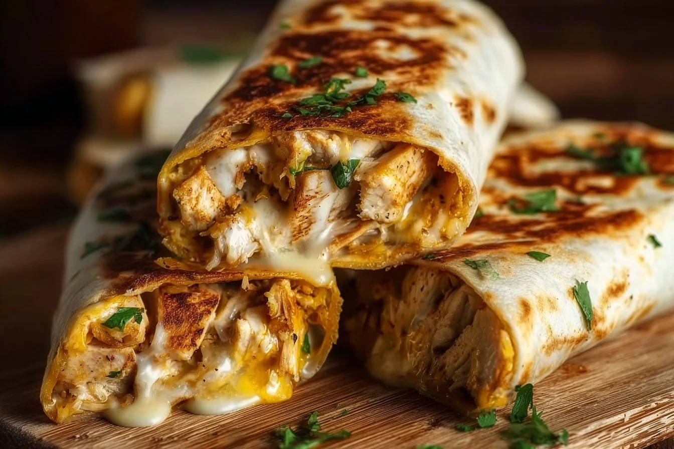 Cheesy Garlic Chicken Wraps