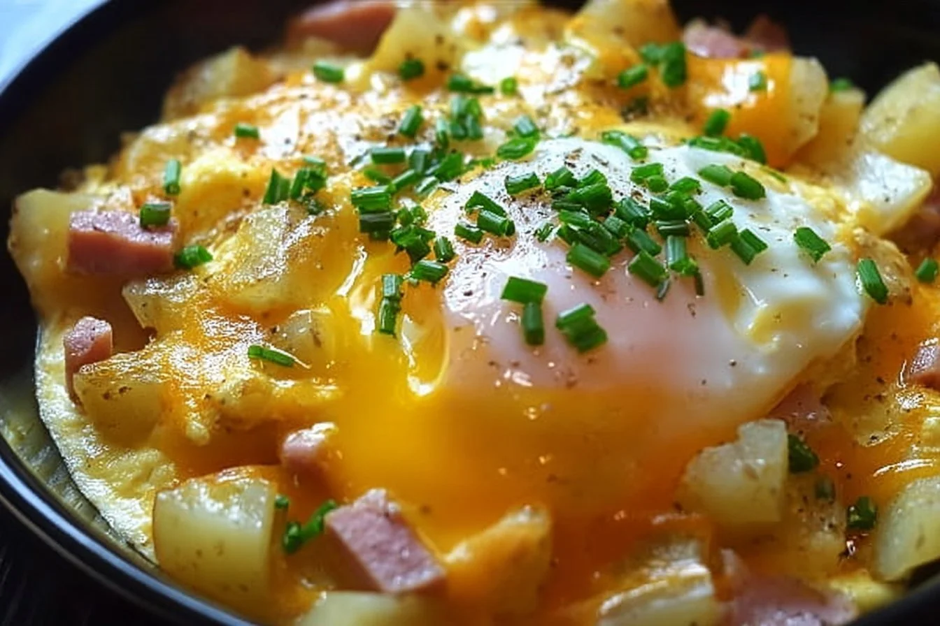Cheesy Potato Egg Scramble