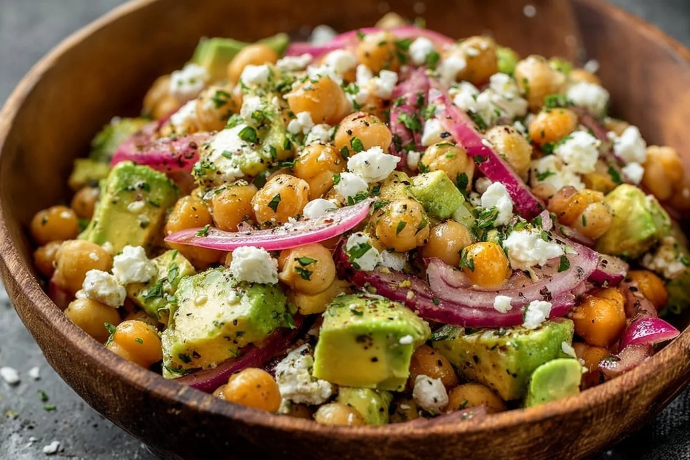 Chickpea Feta Avocado Salad