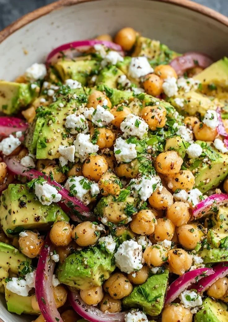 Chickpea Feta Avocado Salad