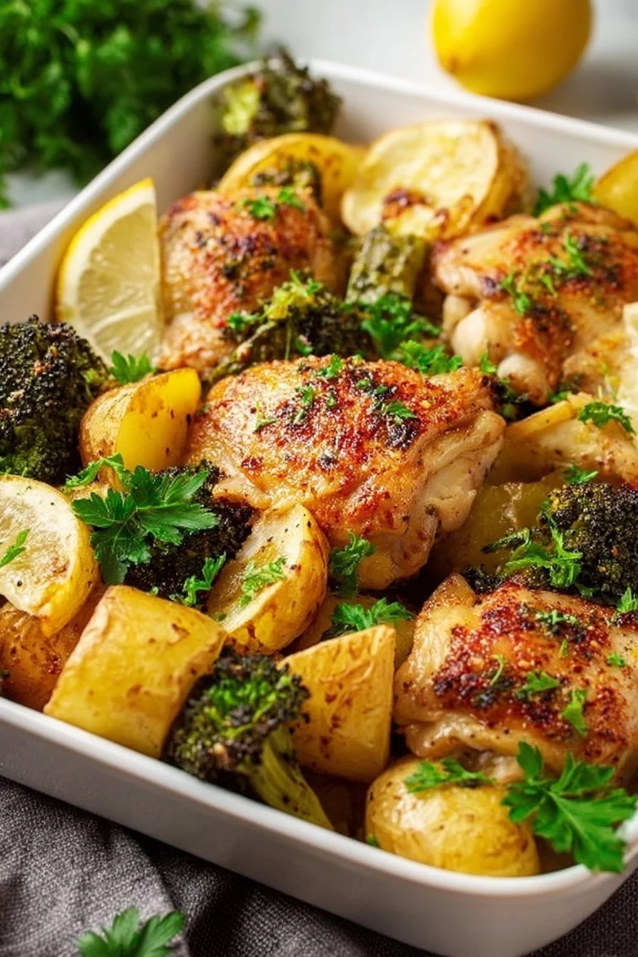Classic baked chicken breast served with seasoned potatoes for a hearty meal.
