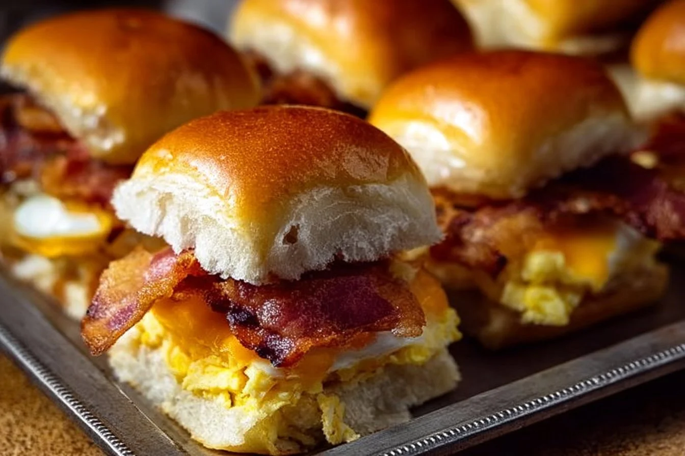 Delicious Crack Breakfast Sliders served on a plate with toppings