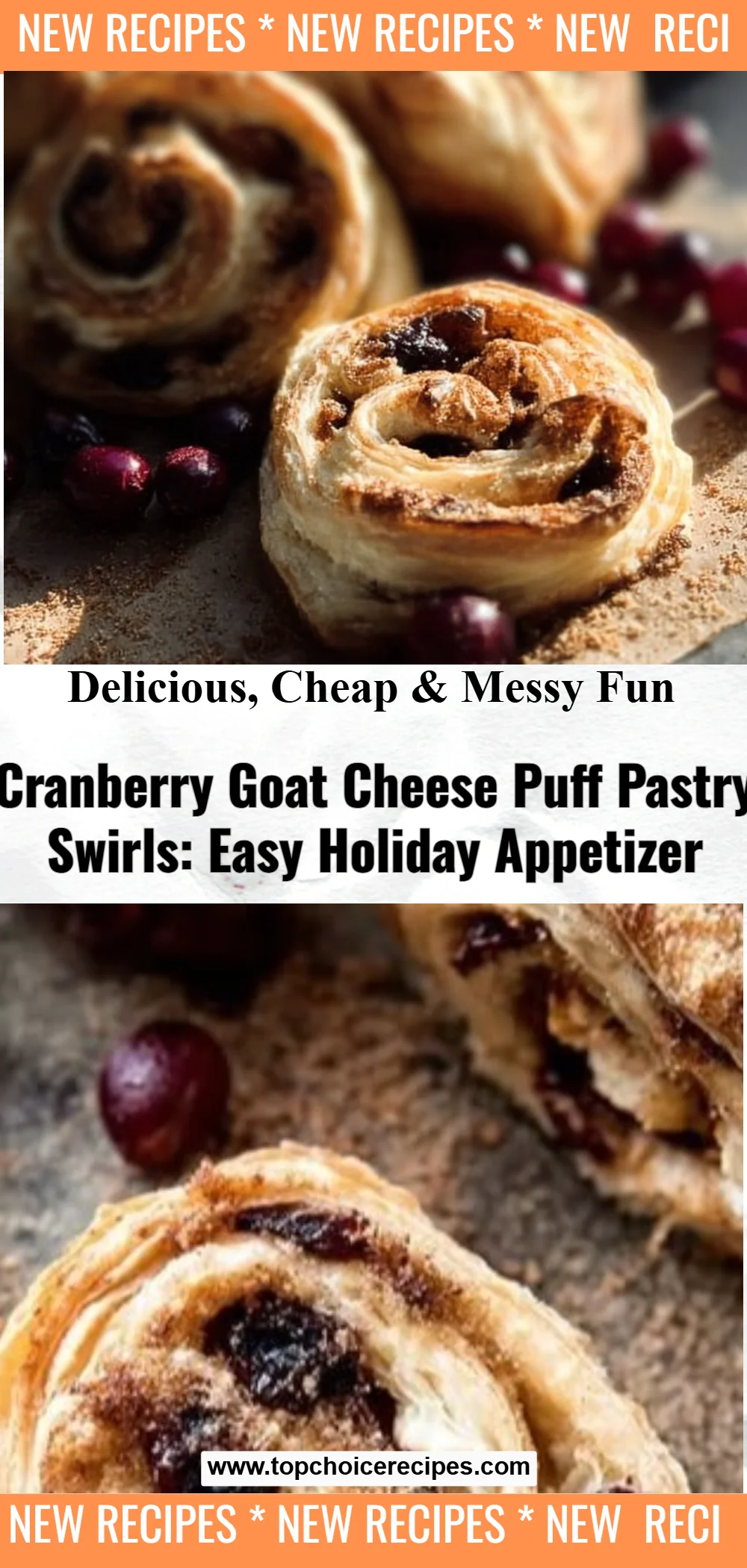 Cranberry Goat Cheese Puff Pastry Swirls