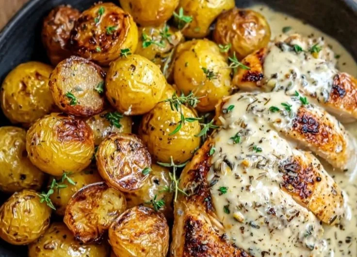 Creamy Garlic Chicken Potatoes