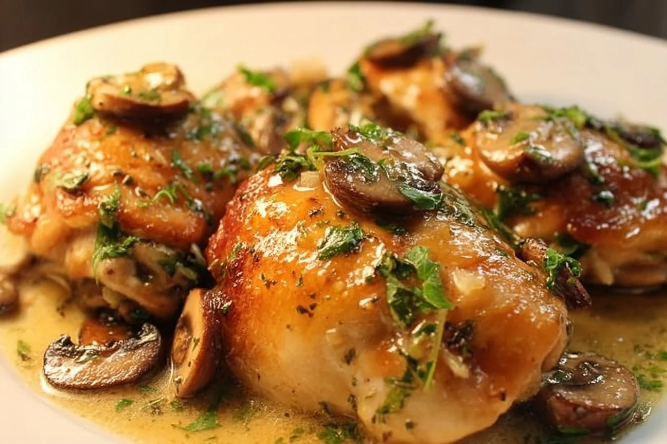 Creamy Garlic Mushroom Chicken Thighs
