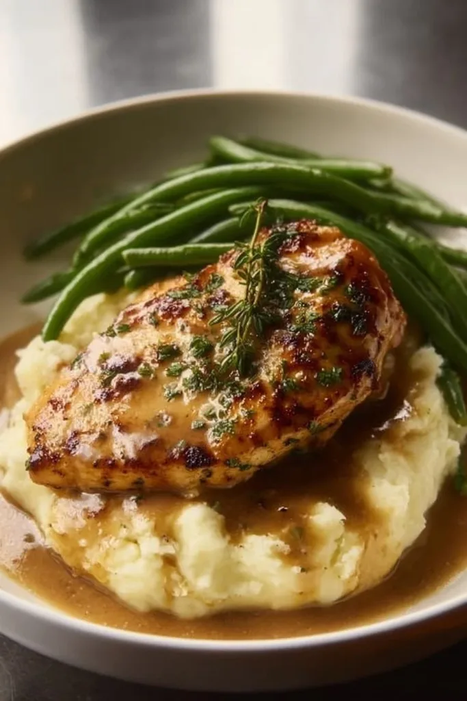 Creamy garlic parmesan chicken breast served with herbs and spices