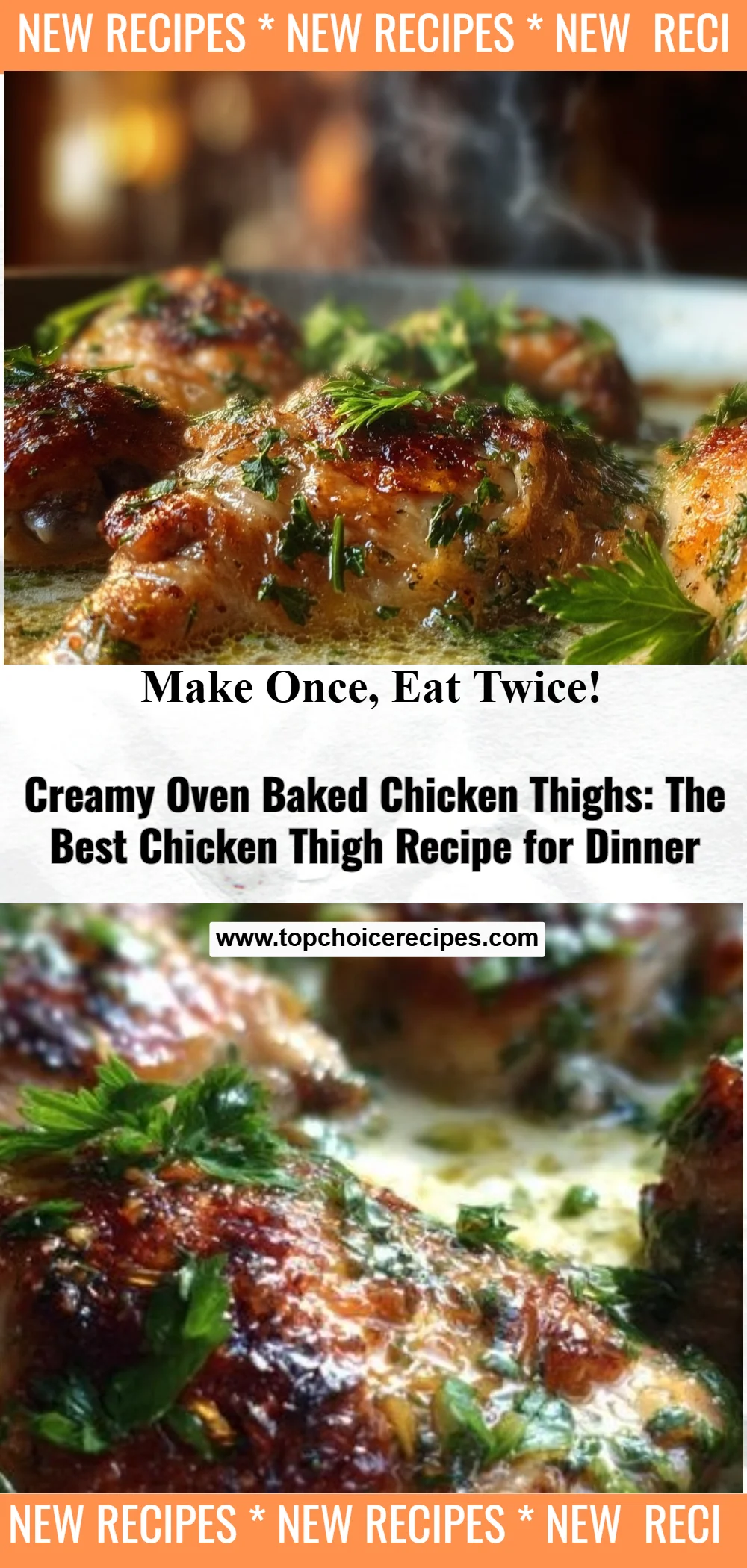 Creamy Oven Baked Chicken Thighs