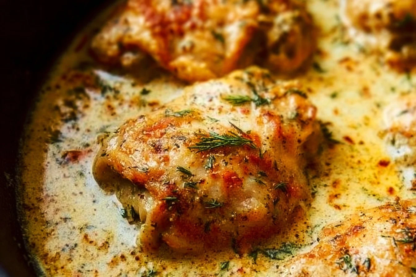 Creamy Oven Baked Chicken Thighs
