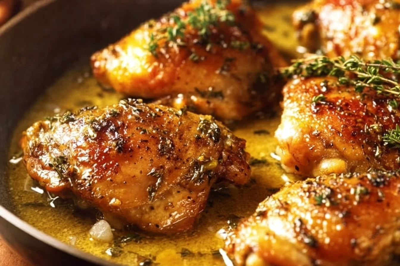 Delicious bone-in chicken thighs cooked to perfection with herbs and spices