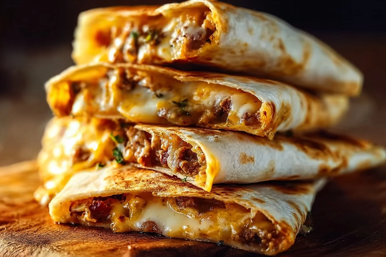 Easy Breakfast Crunchwrap Delight 4 Delicious breakfast crunchwrap filled with eggs and cheese on a plate