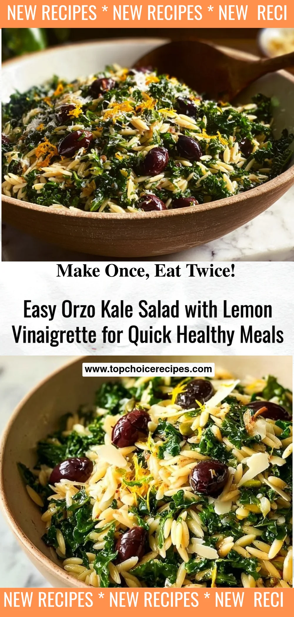 Easy Orzo Kale Salad with Lemon Vinaigrette