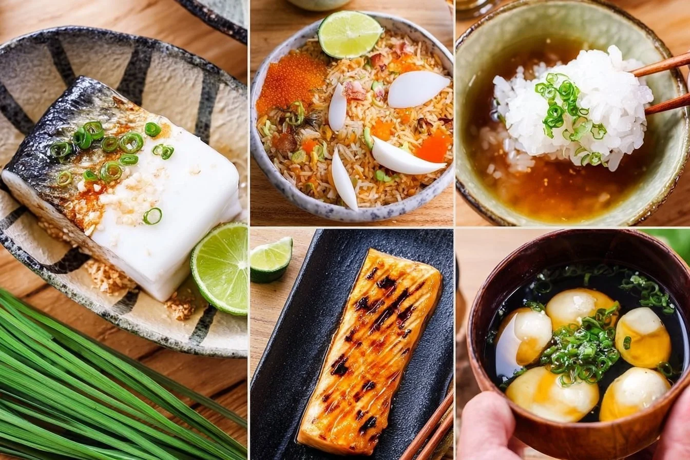 A delicious bowl of egg over rice topped with green onions and sesame seeds.