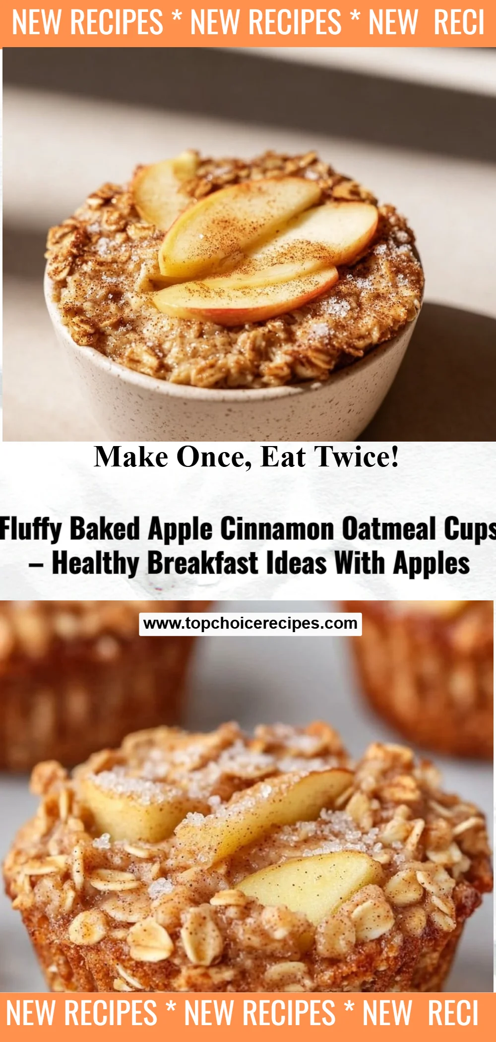 Fluffy Baked Apple Cinnamon Oatmeal Cups