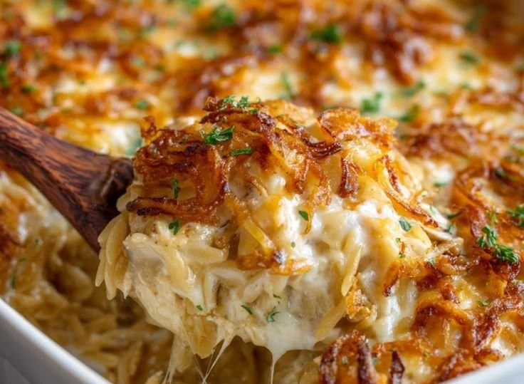 French Onion Chicken Orzo Casserole 2 French Onion Chicken Orzo Casserole