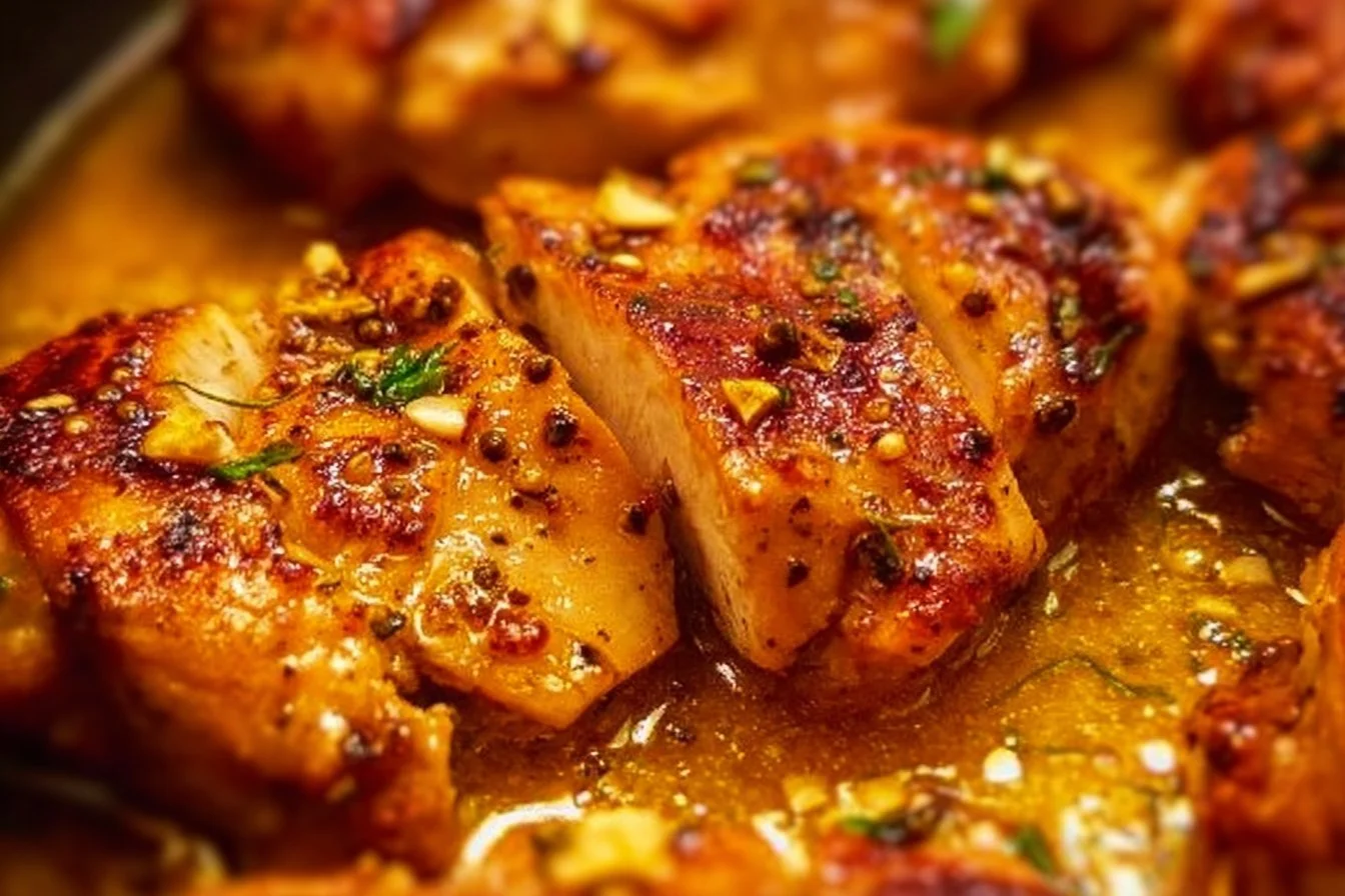 Delicious Garlic Butter Chicken cooked in a rich and flavorful garlic butter sauce.