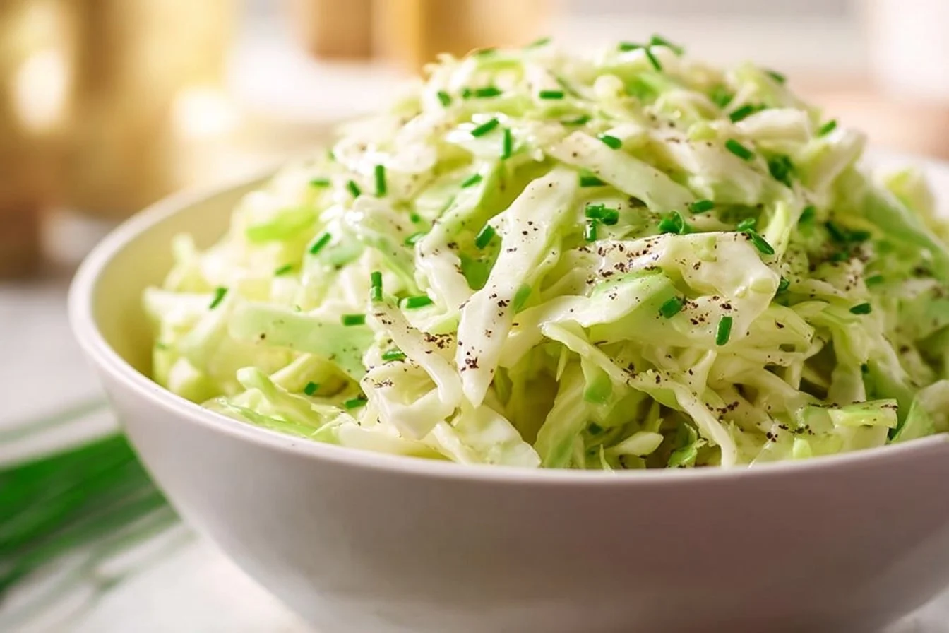 German Coleslaw Dressing 4 Bowl of German coleslaw dressing made with fresh ingredients