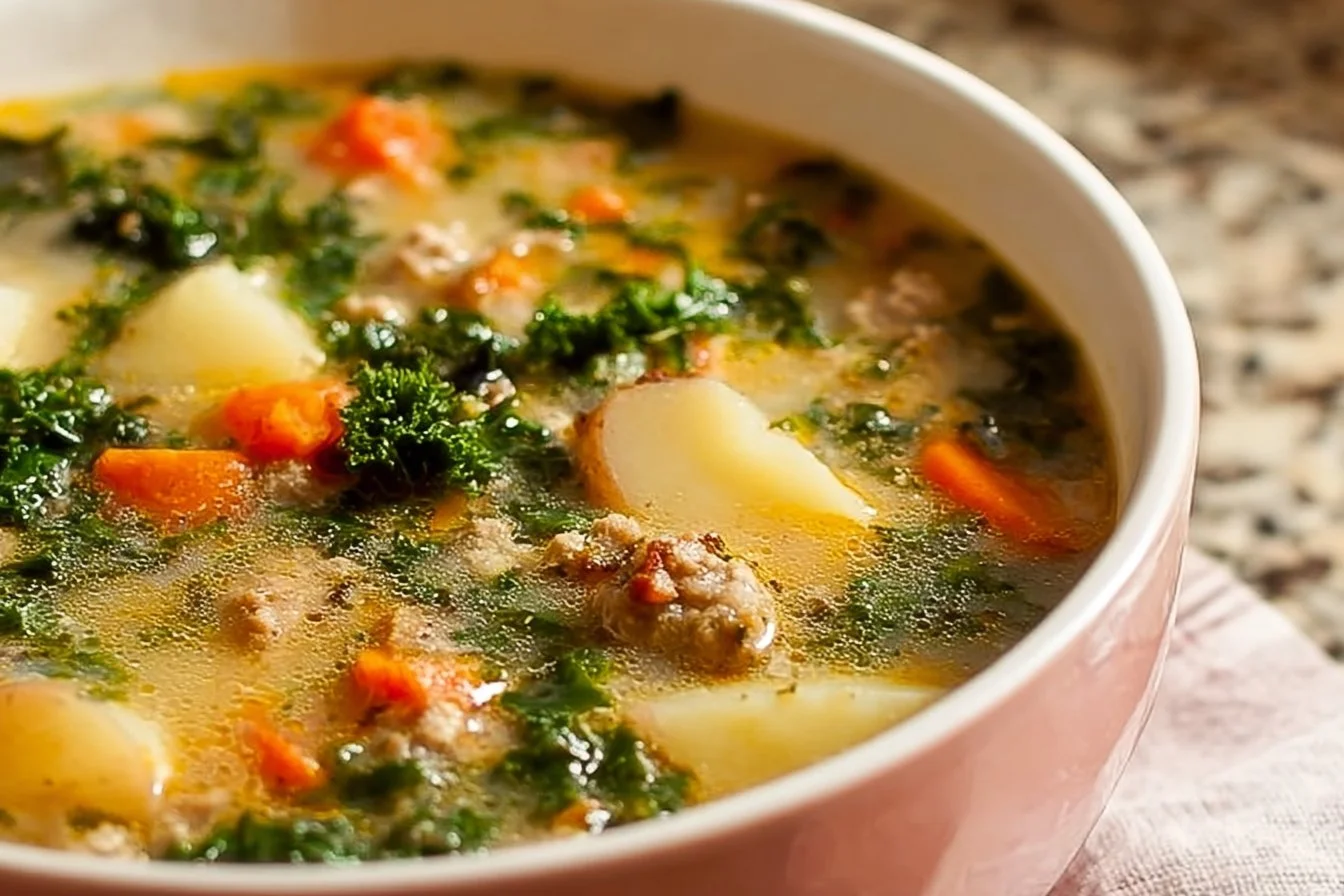 Ground Turkey Soup with Potatoes and Kale