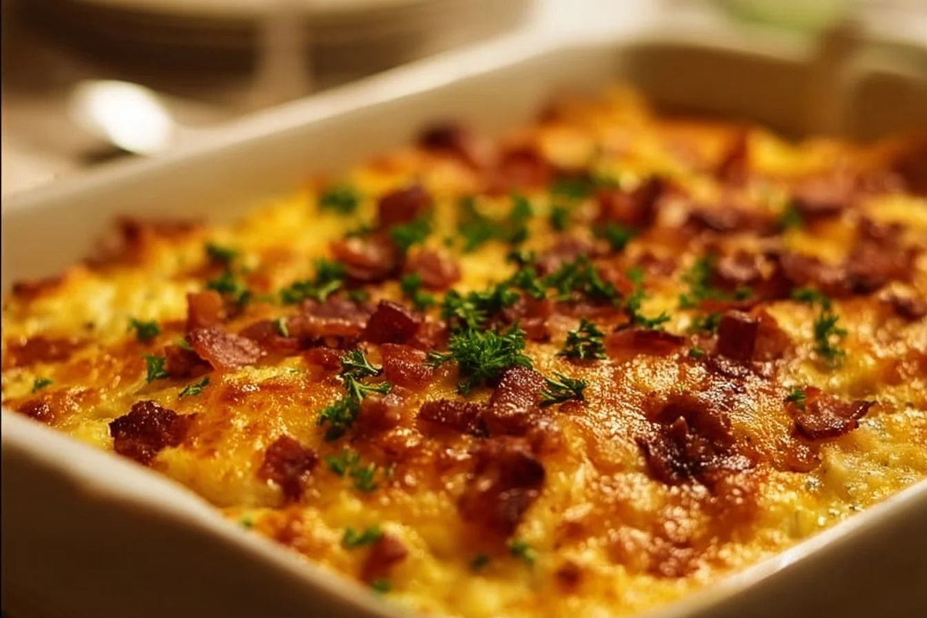 Delicious Hashbrown Breakfast Casserole served on a plate