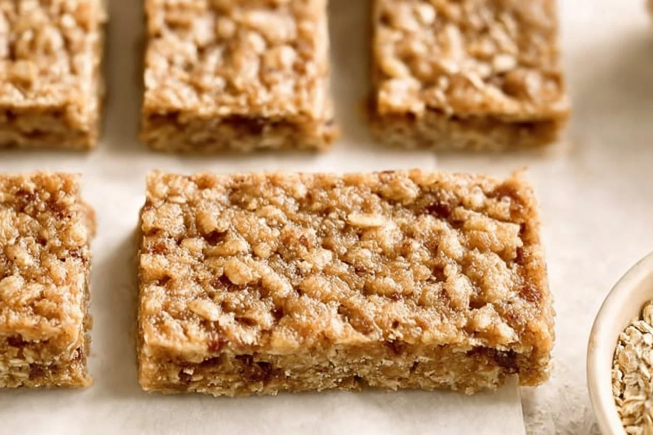Healthy oatmeal breakfast bars made with oats and natural ingredients.
