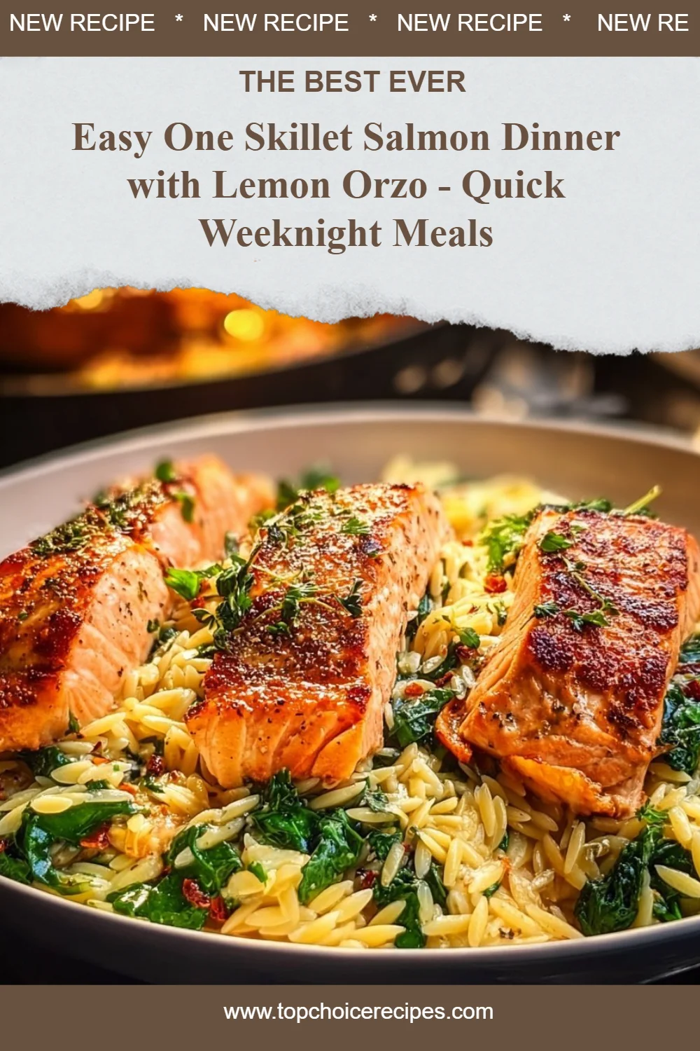 Homemade One Skillet Salmon with Lemon Orzo