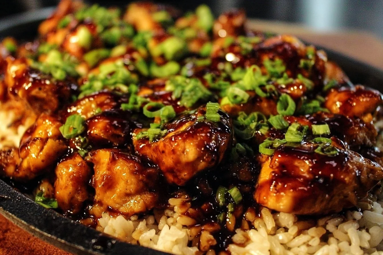 Honey BBQ Chicken 4 Delicious Honey BBQ Chicken garnished with herbs on a plate