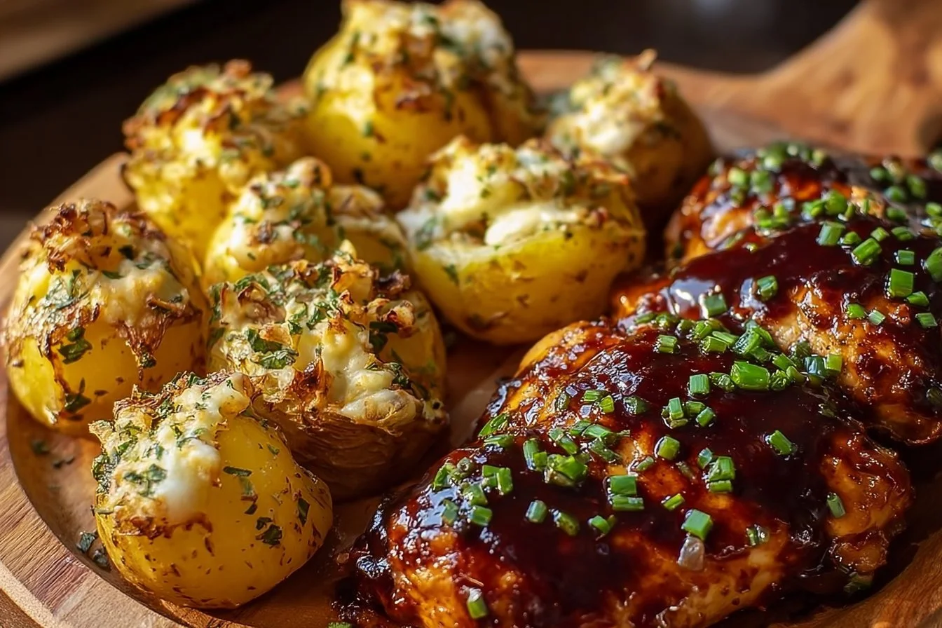 Honey BBQ Chicken with Garlic Parmesan Potatoes